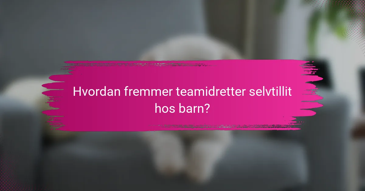 Hvordan fremmer teamidretter selvtillit hos barn?